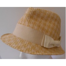 SCALA PRONTO  STRAW PAPER HAT FABRIC BOW  ONE SIZE NATURAL COLOR  eb-49851488
